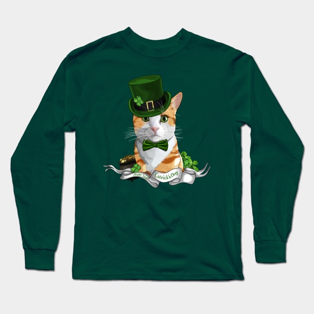 St Patrick's Day Leprecat with Gold and Shamrocks Long Sleeve T-Shirt by CarleahUnique